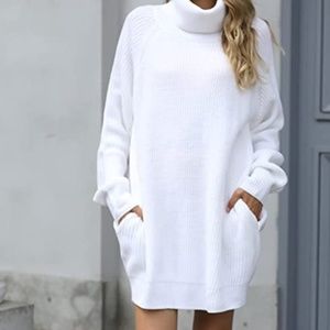 Women's Turtleneck Oversize Long Sleeve Pullover Sweater Dress